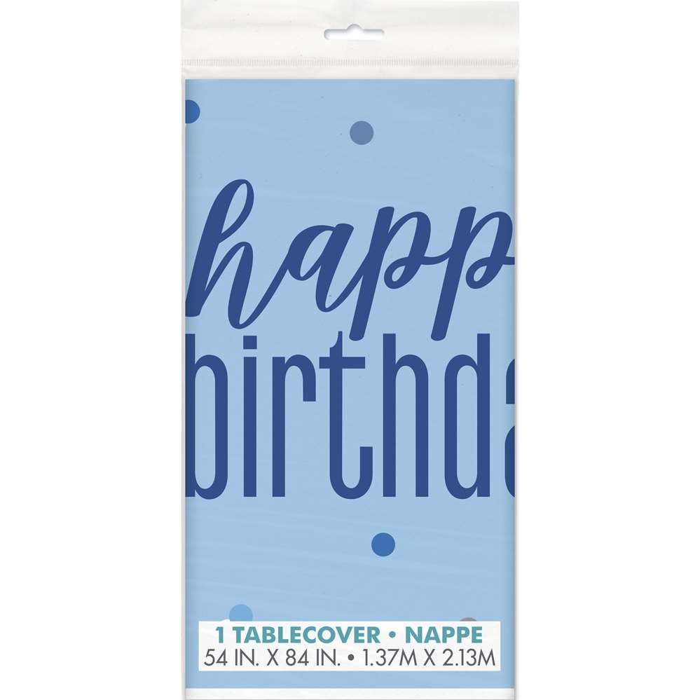 Plastic Tablecover 54x84" Glitz Blue Birthday - Tiger Feet Ireland