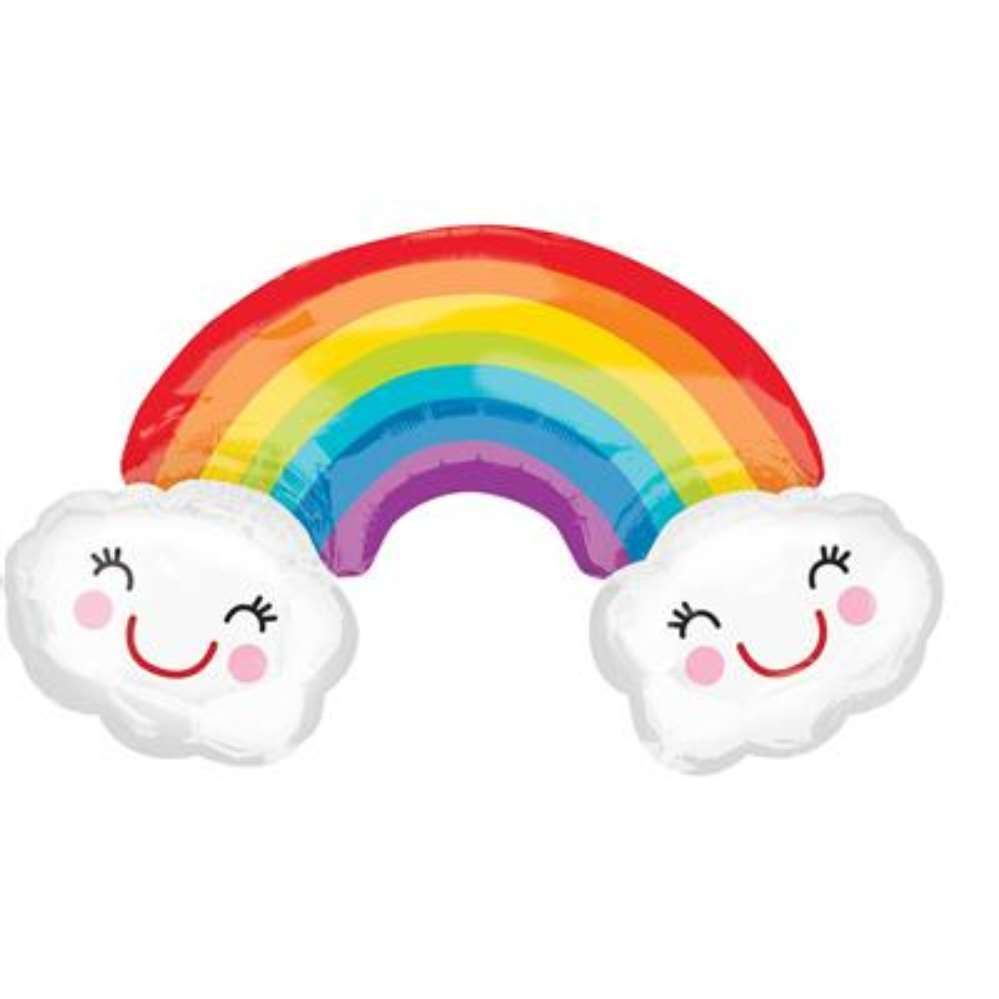 Foil Balloon Supershape Rainbow with Clouds - Tiger Feet Ireland