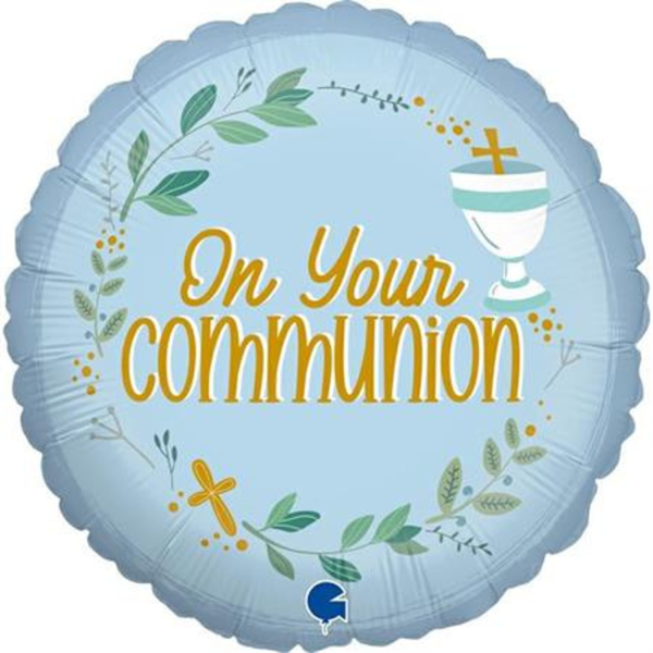 Foil Blln 18in Rnd On Your Communion Blue - Tiger Feet Ireland