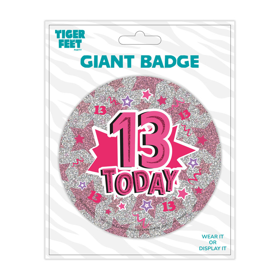 6pk Big Badges Birthday Age 13 - Tiger Feet Ireland