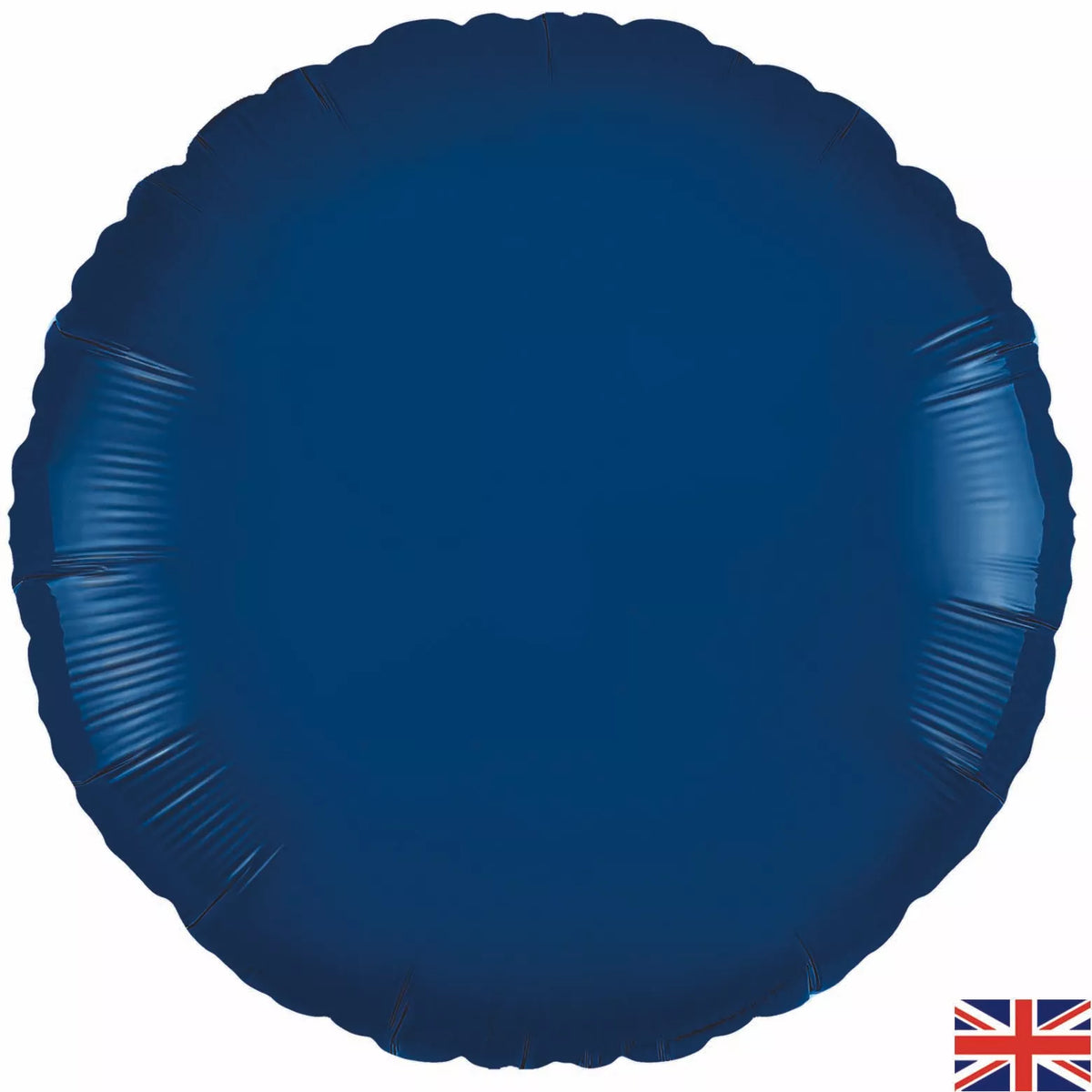 Foil Blln 18in Rnd Navy Blue Round Packaged - Tiger Feet Ireland