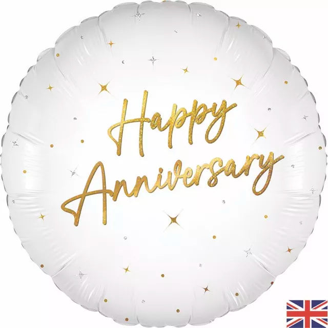 Foil Balloon 18" Sparkle White Anniversary Holo - Tiger Feet Ireland