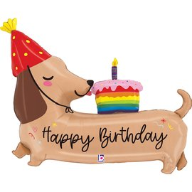 Foil Blln 43in Shape Happy Bday Dachshund - Tiger Feet Ireland