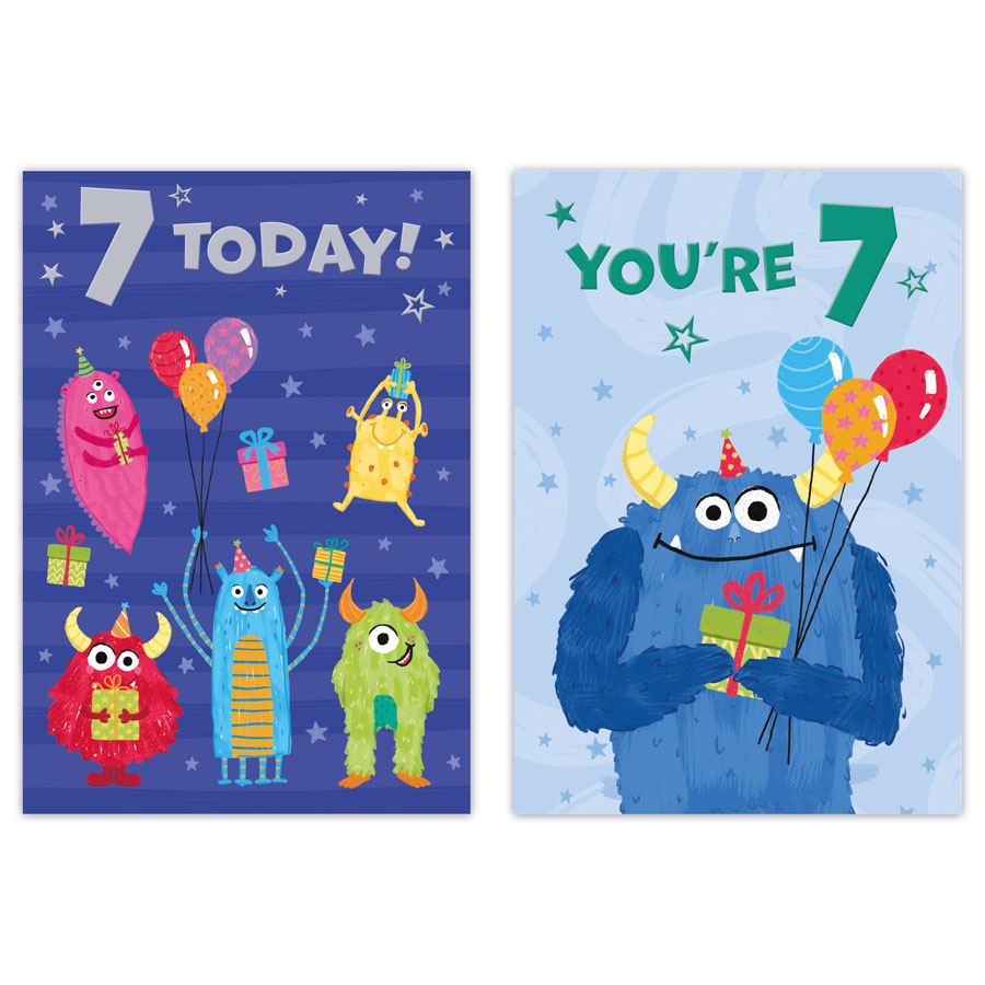 12pk Cards C50 Birthday Age 7 - Tiger Feet Ireland
