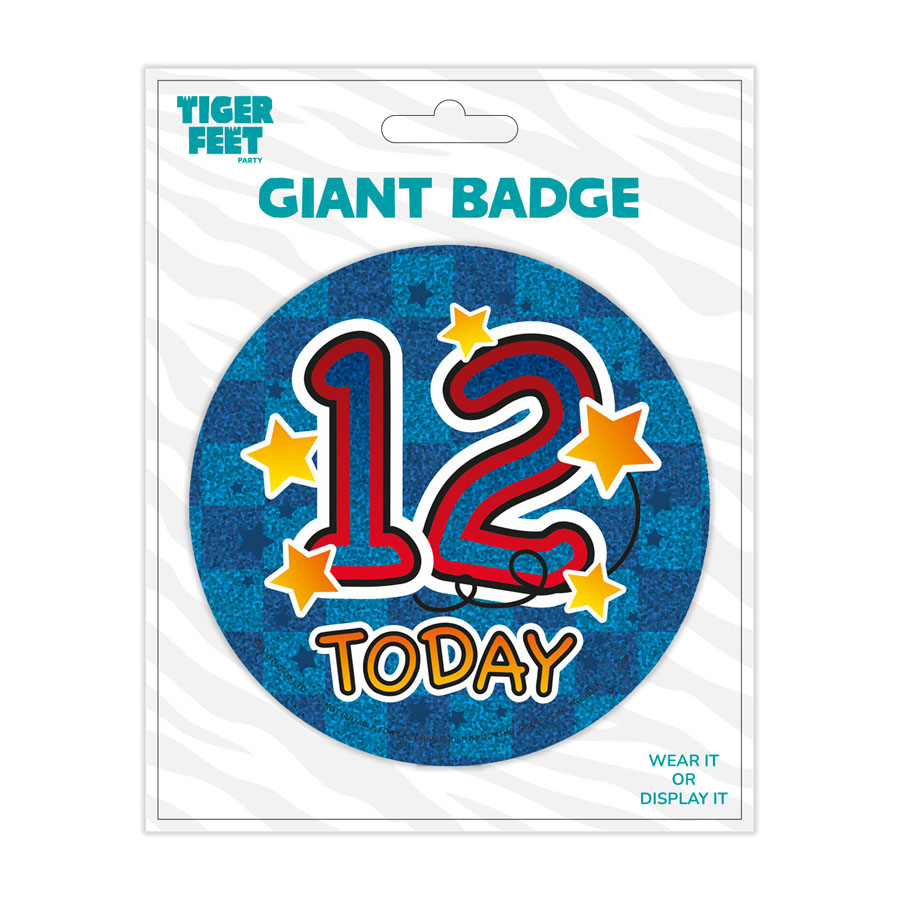 6pk Big Badges Birthday Age 12 - Tiger Feet Ireland