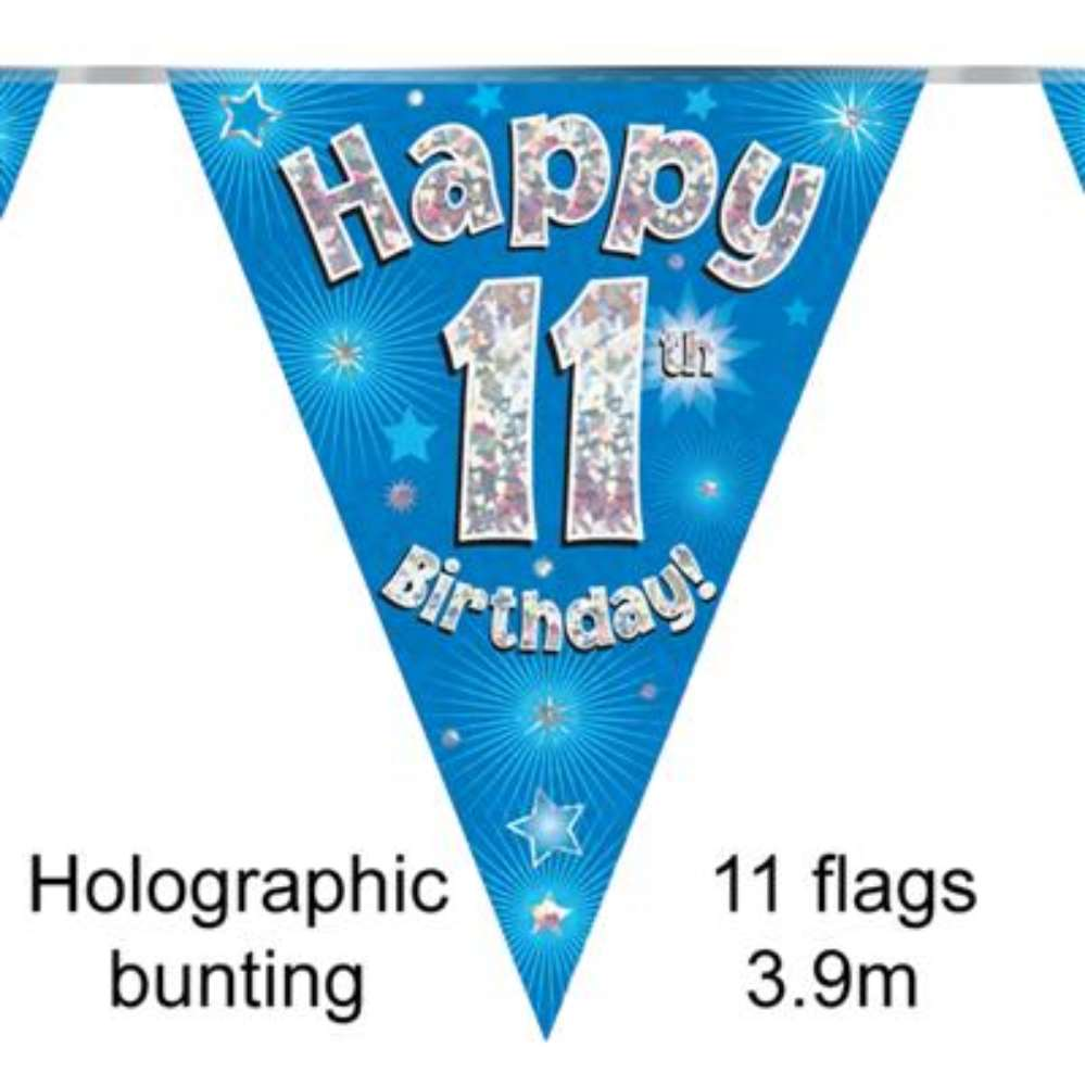 Party Bunting Happy 11th Birthday Blue - Tiger Feet Ireland