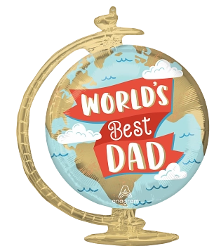 Foil Balloon Shape World's Best Dad Globe - Tiger Feet Ireland