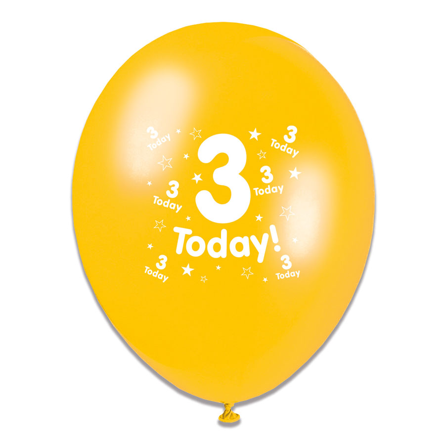 6 x 8pk Latex Balloons Birthday Age 3 - Tiger Feet Ireland