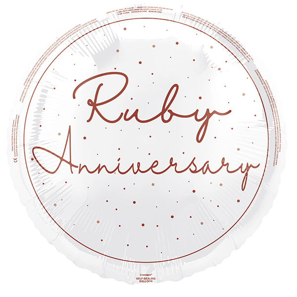 Foil Balloon 18" Round Ruby Anniversary - Tiger Feet Ireland