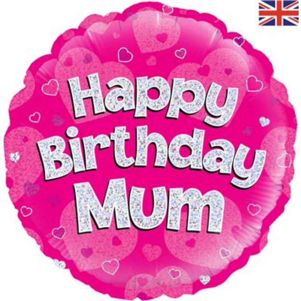 Foil Balloon 18" Round Happy Birthday Mum - Tiger Feet Ireland
