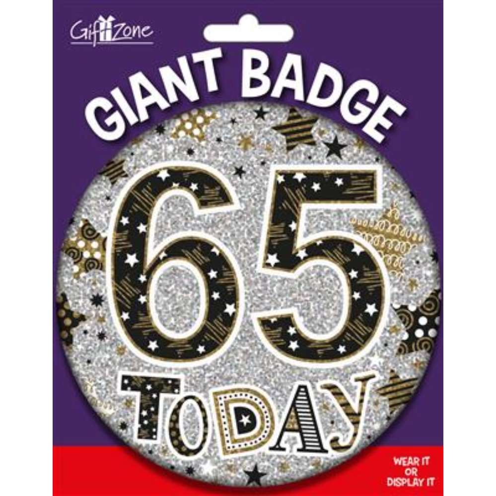6pk Big Badges Birthday Age 65 - Tiger Feet Ireland
