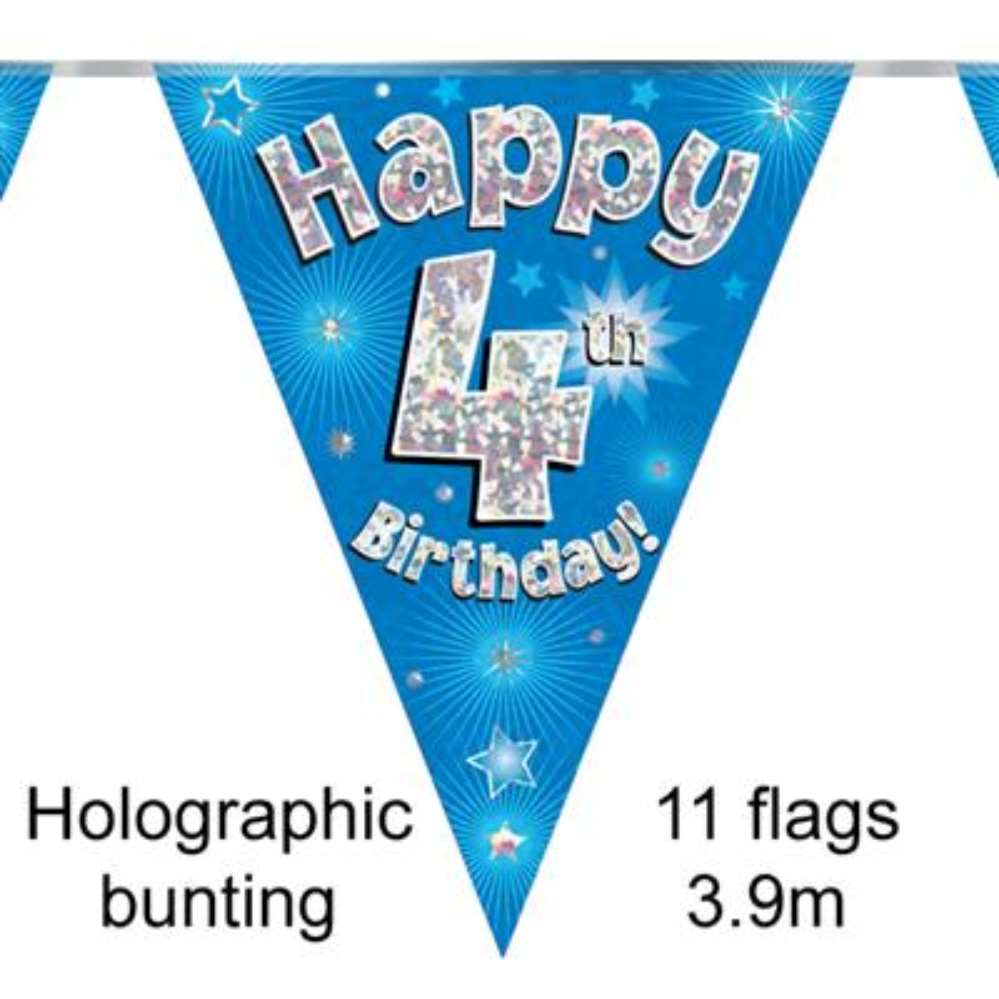 Party Bunting Happy 4th Birthday Blue - Tiger Feet Ireland