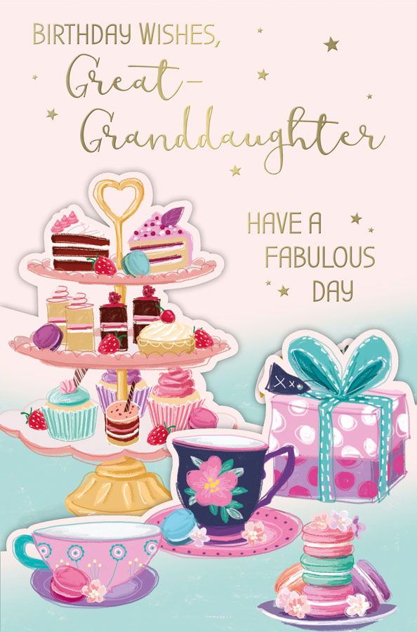 6pk Cards C75 Birthday Great-Granddaughter - Tiger Feet Ireland