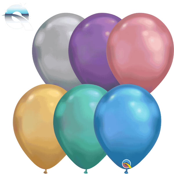 100ct Latex Balloons 11" Chrome Assorted - Tiger Feet Ireland