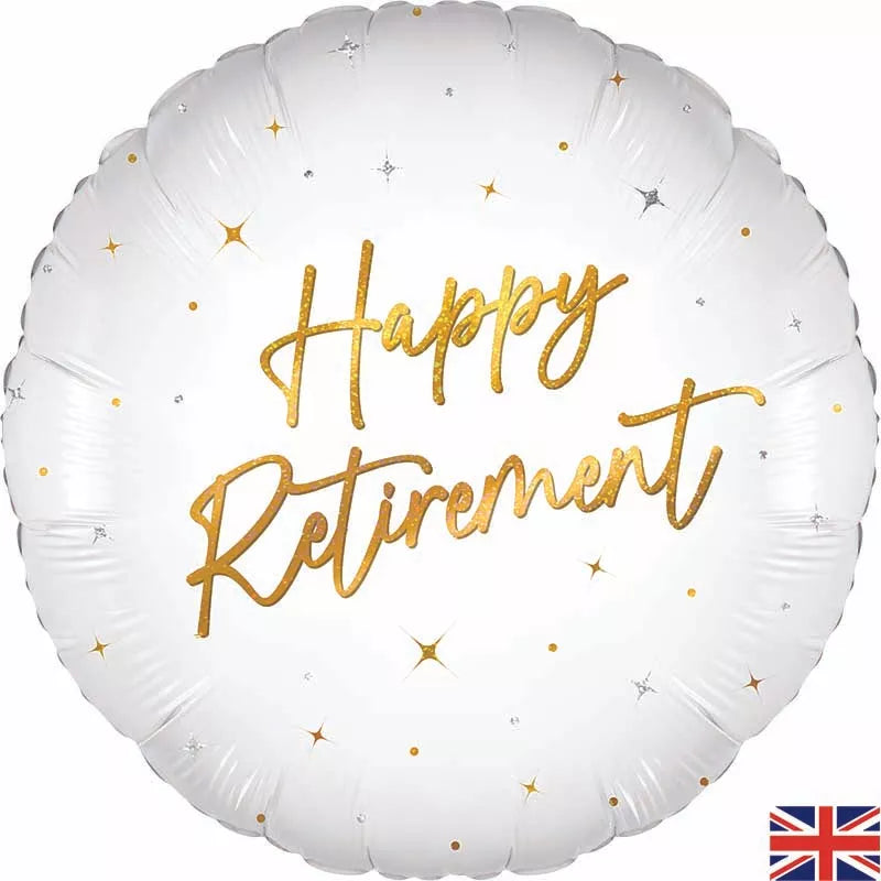 Foil Balloon 18" Sparkle White Retirement Holo - Tiger Feet Ireland