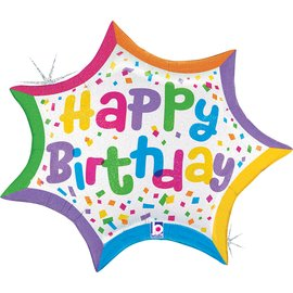 Foil Blln 27in Shape Birthday Confetti Burst - Tiger Feet Ireland
