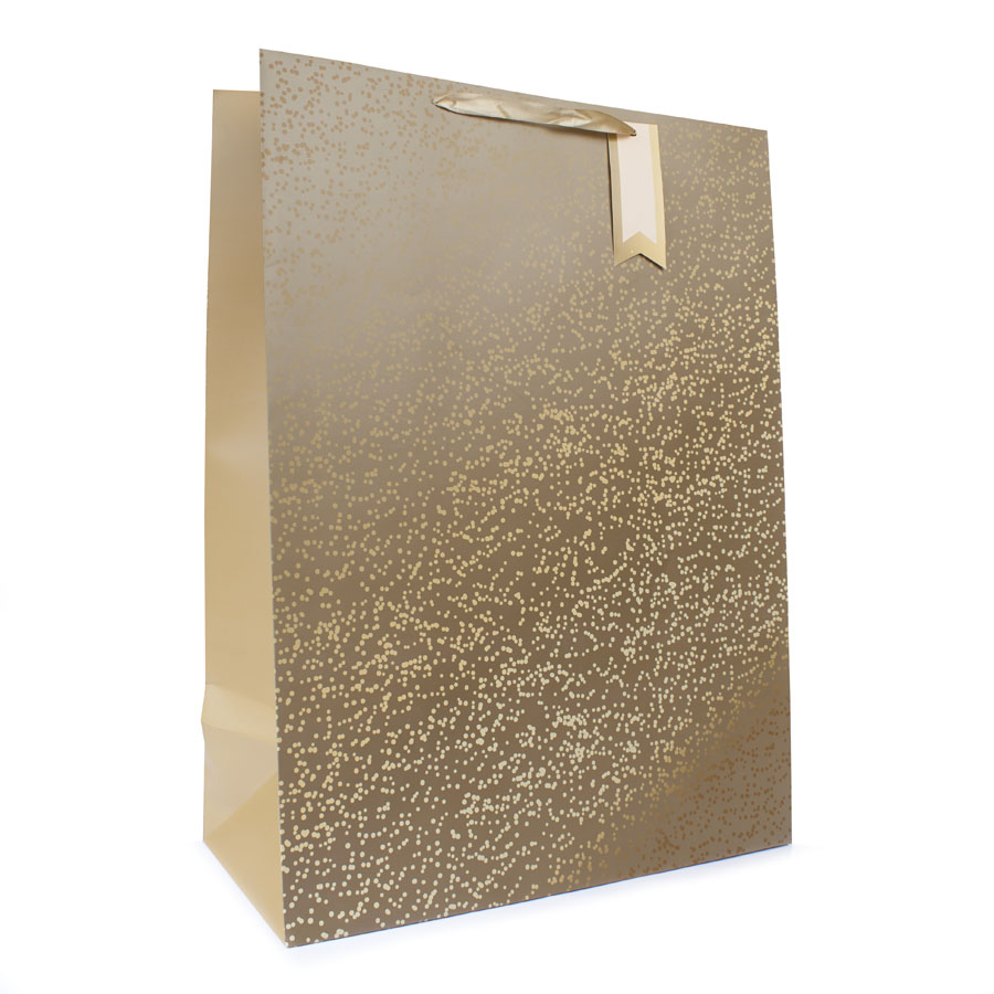 6pk Large Portrait Gift Bags Gold Sparkle - Tiger Feet Ireland