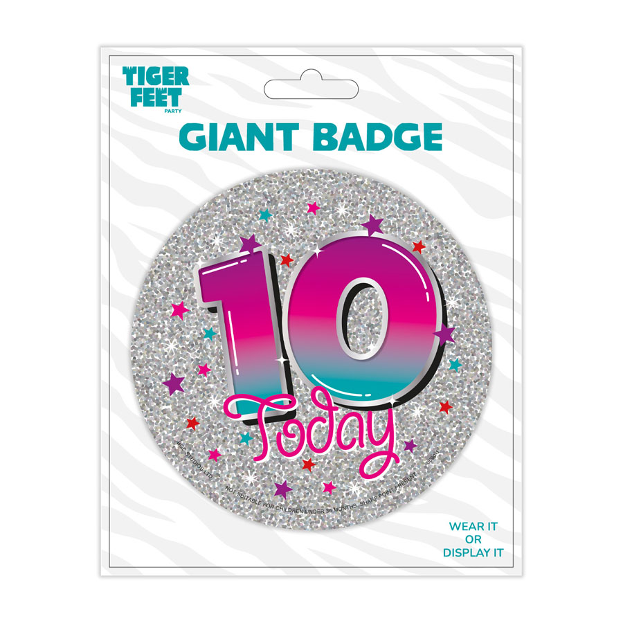 6pk Big Badges Birthday Age 10 - Tiger Feet Ireland