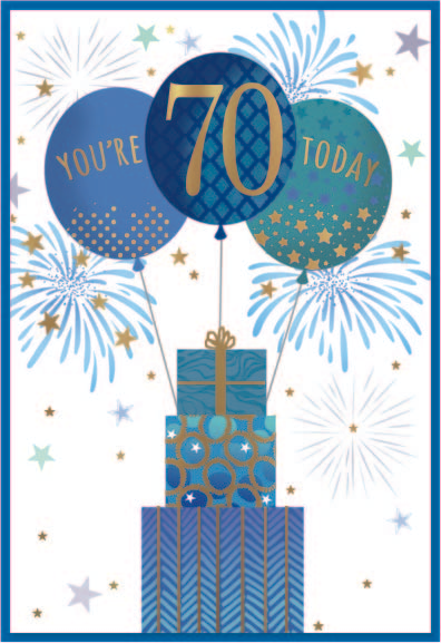 6pk Cards ED C50 Age 70 Milestone Male - Tiger Feet Ireland