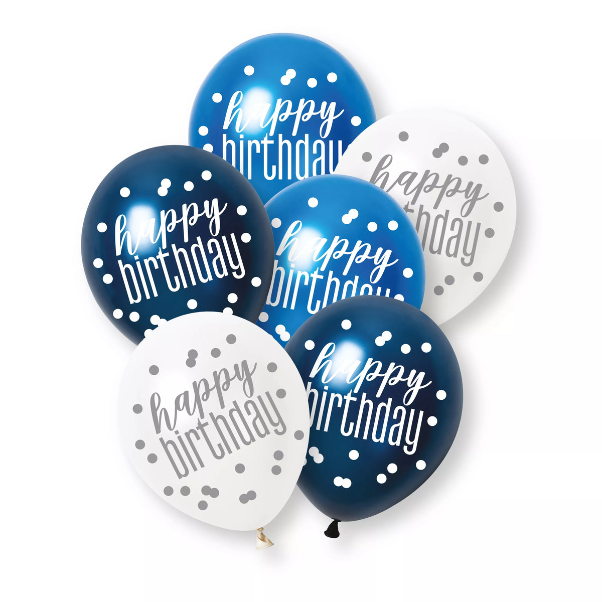 6ct Latex Balloon 12in Blue Happy Birthday - Tiger Feet Ireland