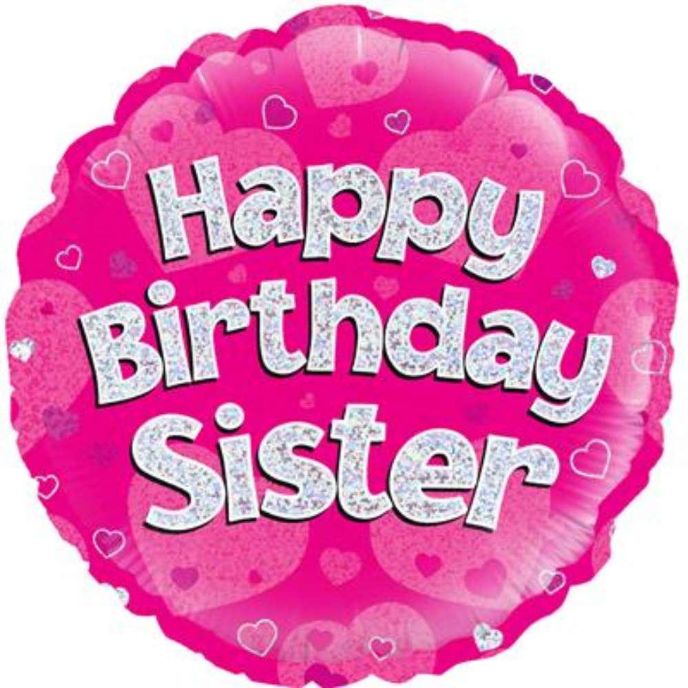 Foil Balloon 18" Round Happy Birthday Sister - Tiger Feet Ireland