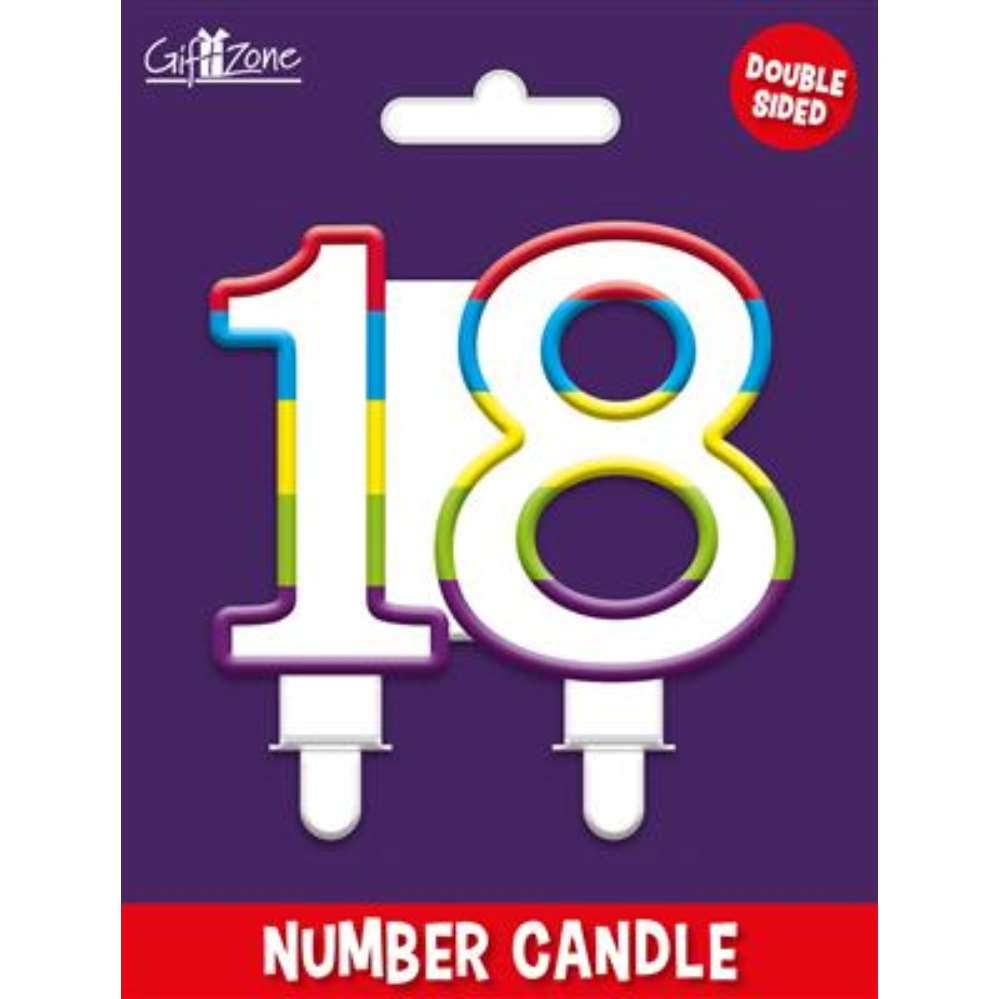 6pk Numeral Candles Glitter Birthday Age 18 - Tiger Feet Ireland