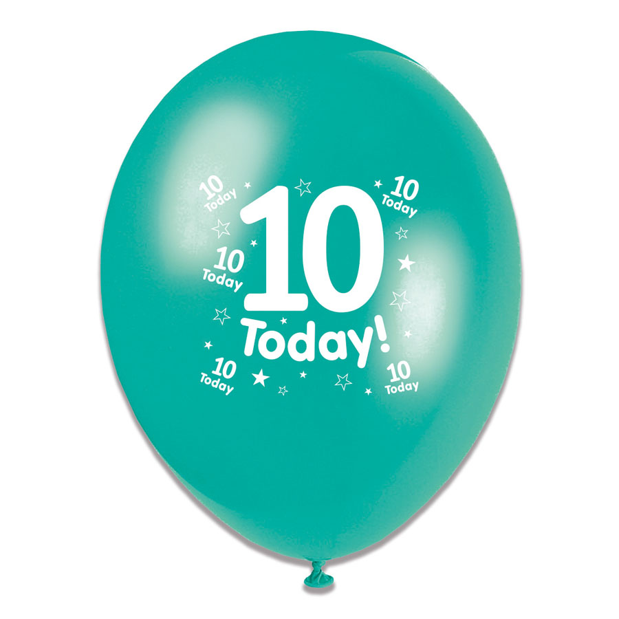 6 x 8pk Latex Balloons Birthday Age 10 - Tiger Feet Ireland