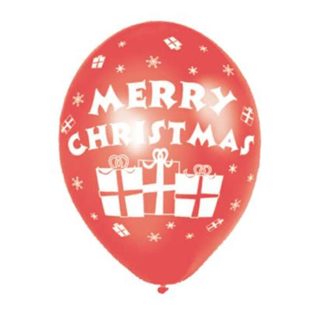 6pk Latex Balloons Merry Christmas Presents - Tiger Feet Ireland