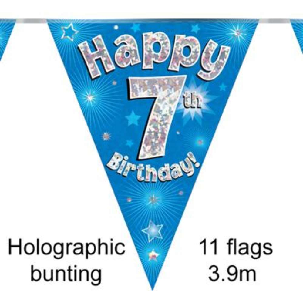 Party Bunting Happy 7th Birthday Blue - Tiger Feet Ireland