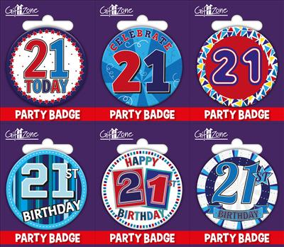 6pk Small Badges Birthday Age 21 - Tiger Feet Ireland