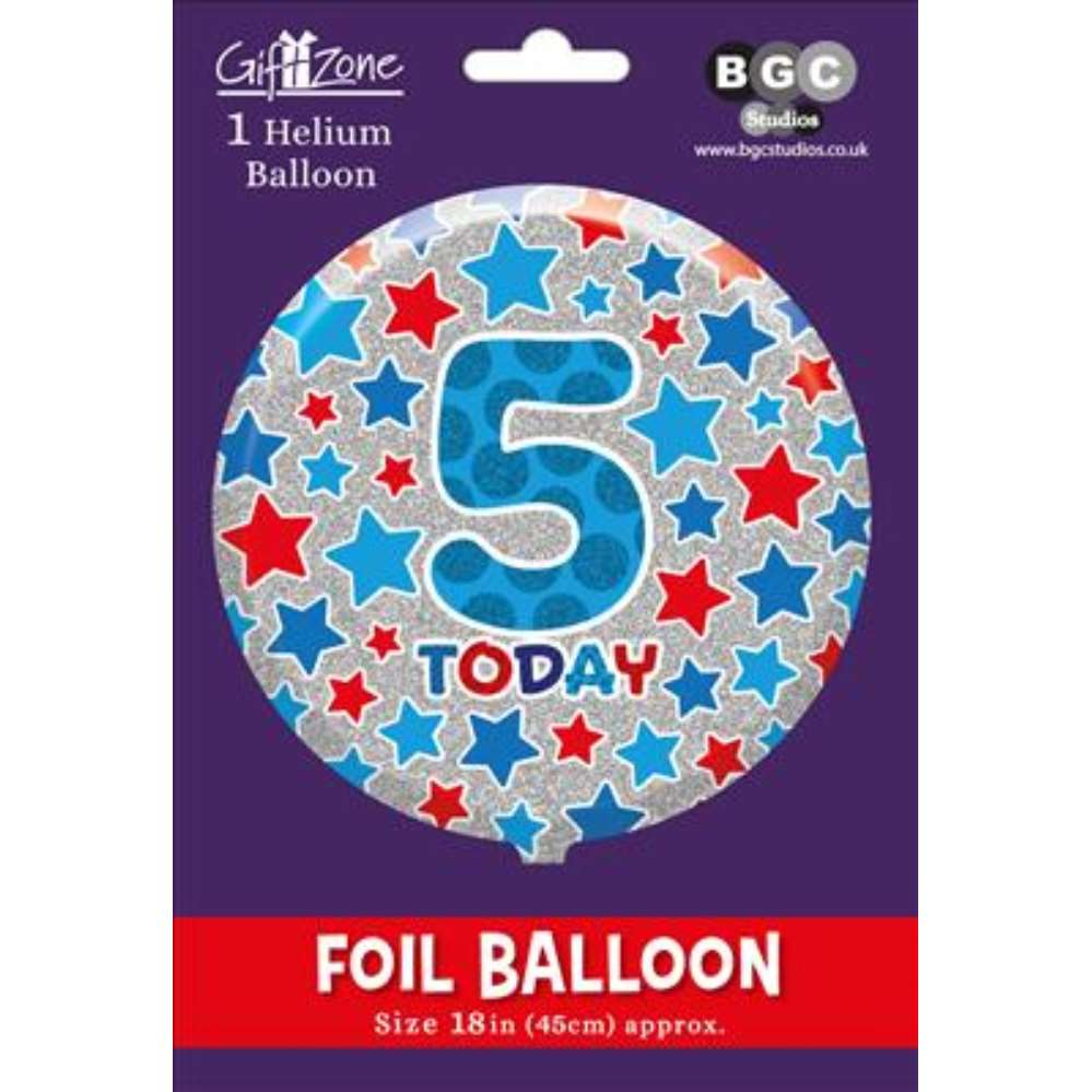5Pk Foil Balloon Birthday Age 5 - Tiger Feet Ireland
