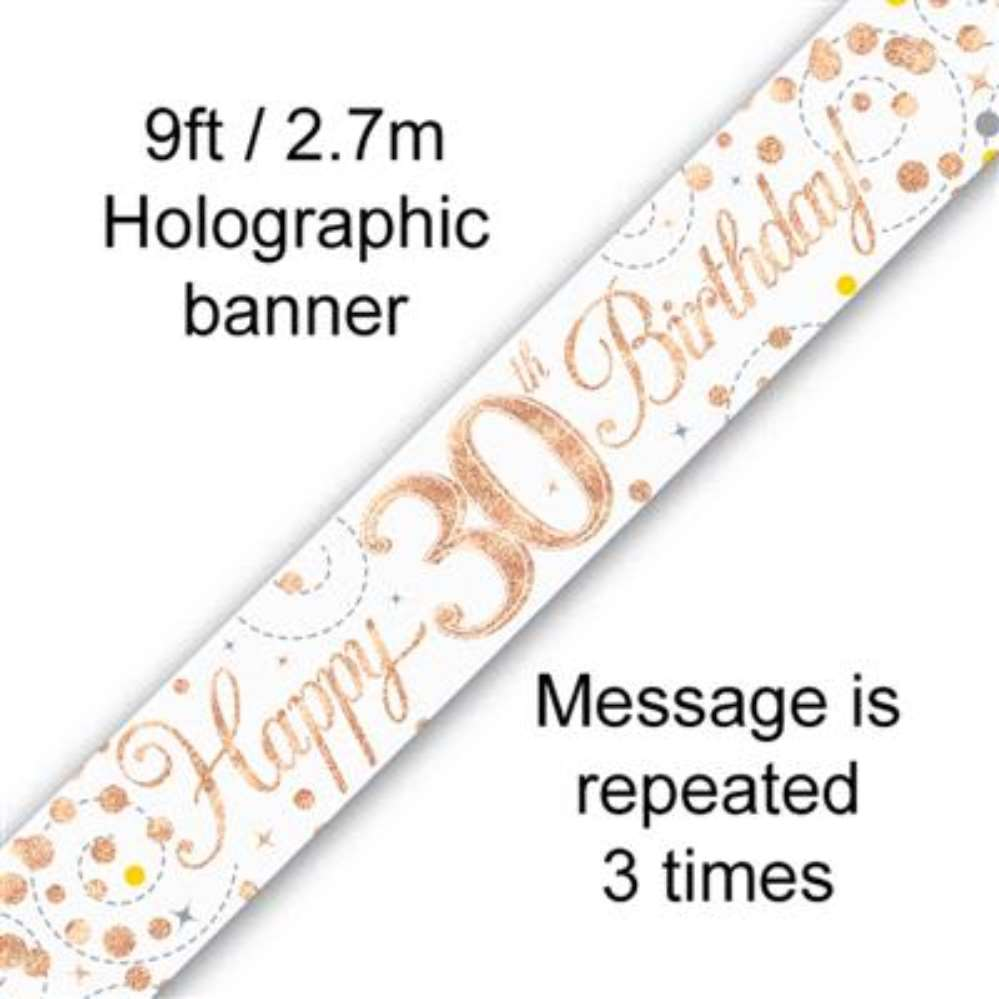 9ft Banner Sparkling Birthday 30th - Tiger Feet Ireland