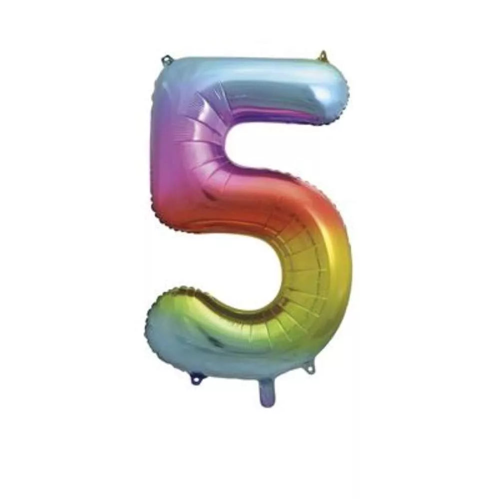 Foil Balloon 34" Big Number Rainbow - Tiger Feet Ireland