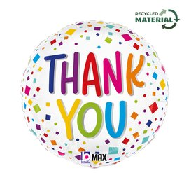 Foil Blln 18in Rnd Thank You Colorful Confetti - Tiger Feet Ireland