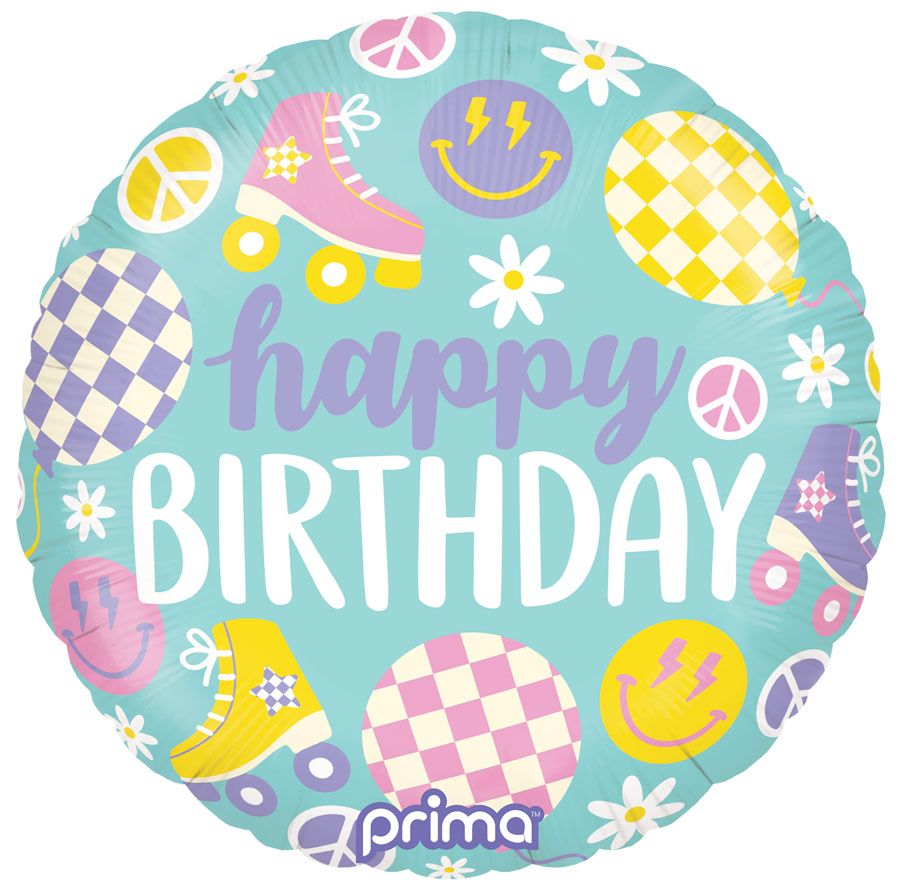 Foil Balloon 18" Round Retro Skates Birthday - Tiger Feet Ireland