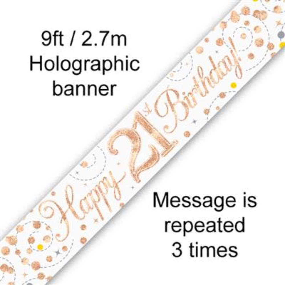 9ft Banner Sparkling Birthday 21st - Tiger Feet Ireland