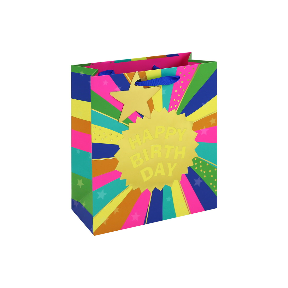 6pk Gift Bag Neon Birthday Medium - Tiger Feet Ireland