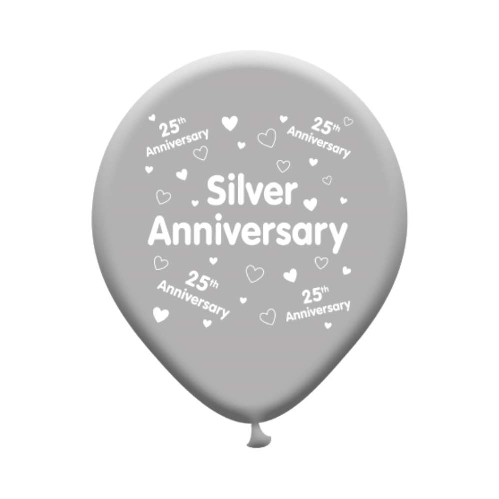 6 x 8pk Latex Balloons Your Silver Anniversary - Tiger Feet Ireland