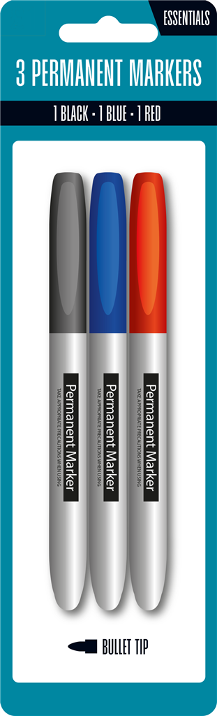 3pk Permanent Marker Coloured Assorted - Tiger Feet Ireland