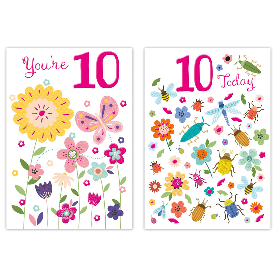 12pk Cards C50 Birthday Age 10 - Tiger Feet Ireland