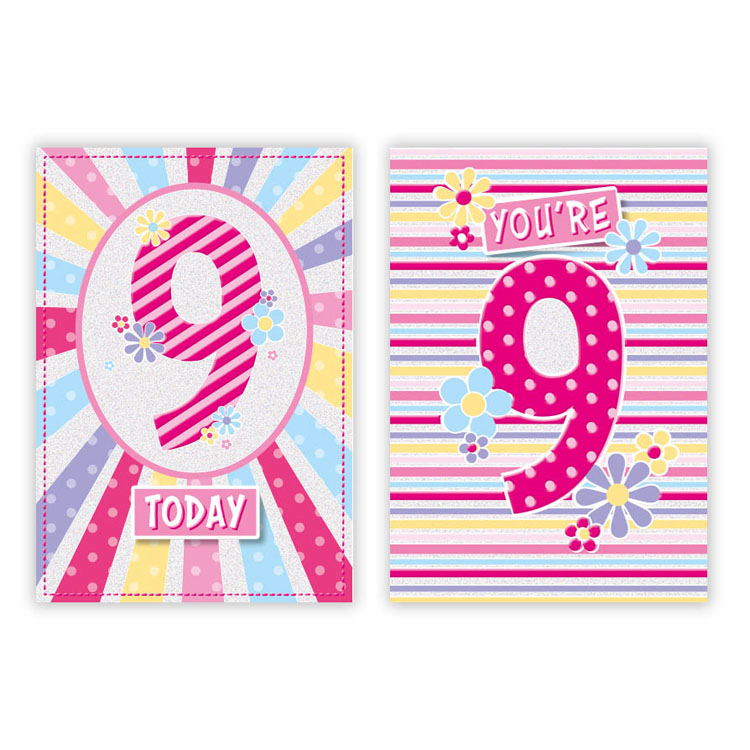 12pk Cards C50 Birthday Age 9 - Tiger Feet Ireland