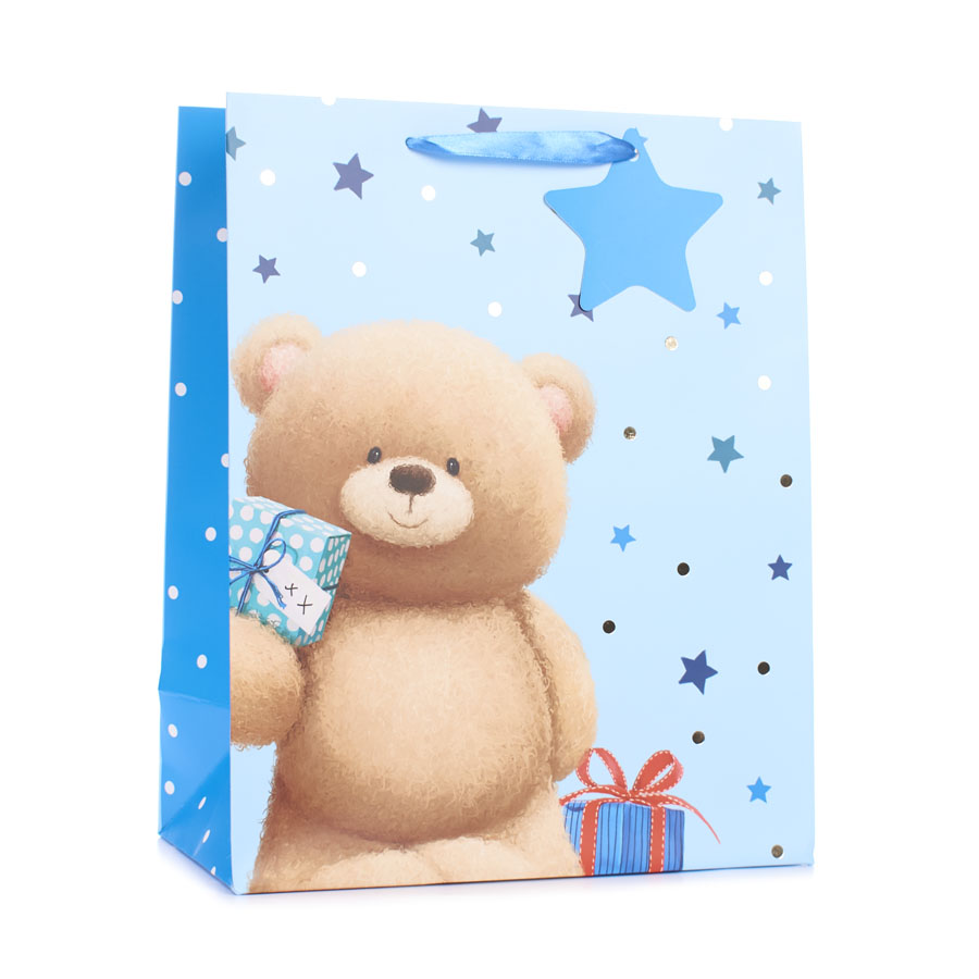 6pk Large Portrait Gift Bags Bear With Presents - Tiger Feet Ireland