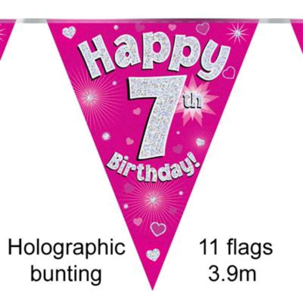 Party Bunting Happy 7th Birthday Pink - Tiger Feet Ireland