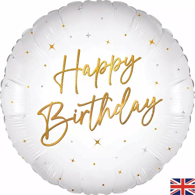 Foil Balloon 18" Sparkle White Birthday Holo - Tiger Feet Ireland