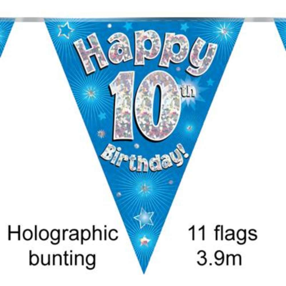 Party Bunting Happy 10th Birthday Blue - Tiger Feet Ireland