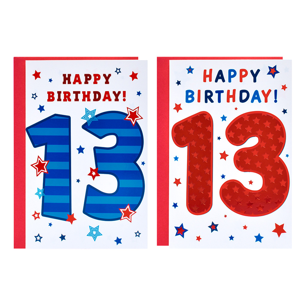12pk Cards C50 Birthday Age 13 - Tiger Feet Ireland