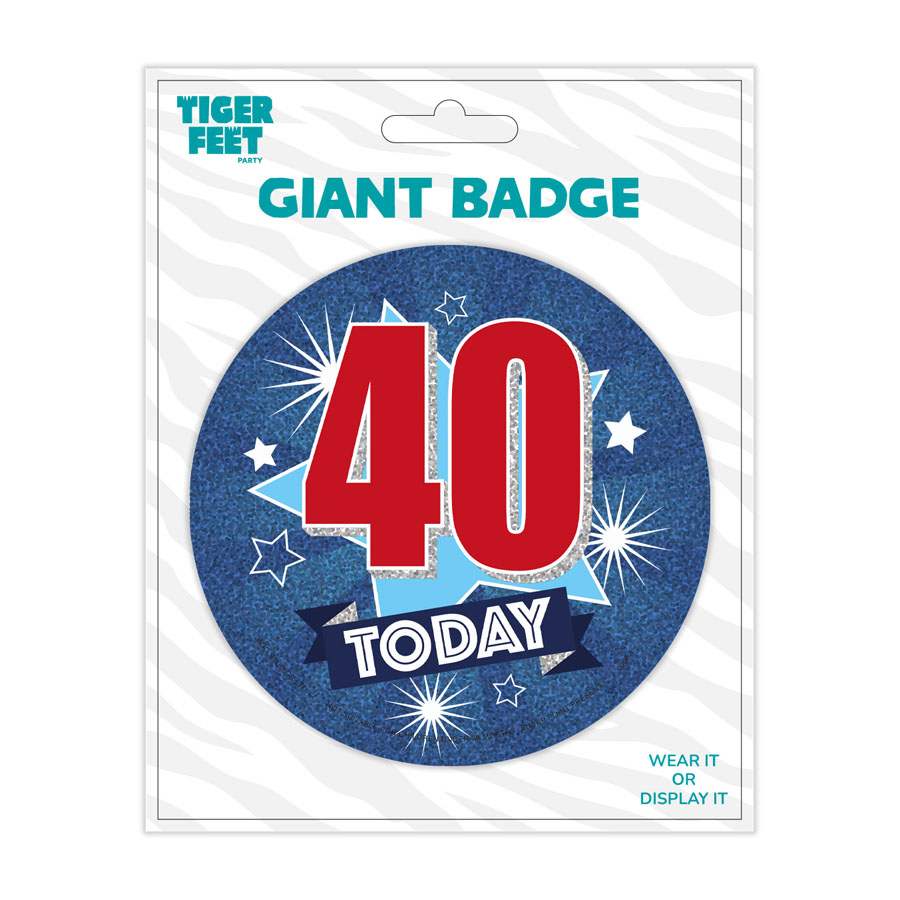6pk Big Badges Birthday Age 40 - Tiger Feet Ireland