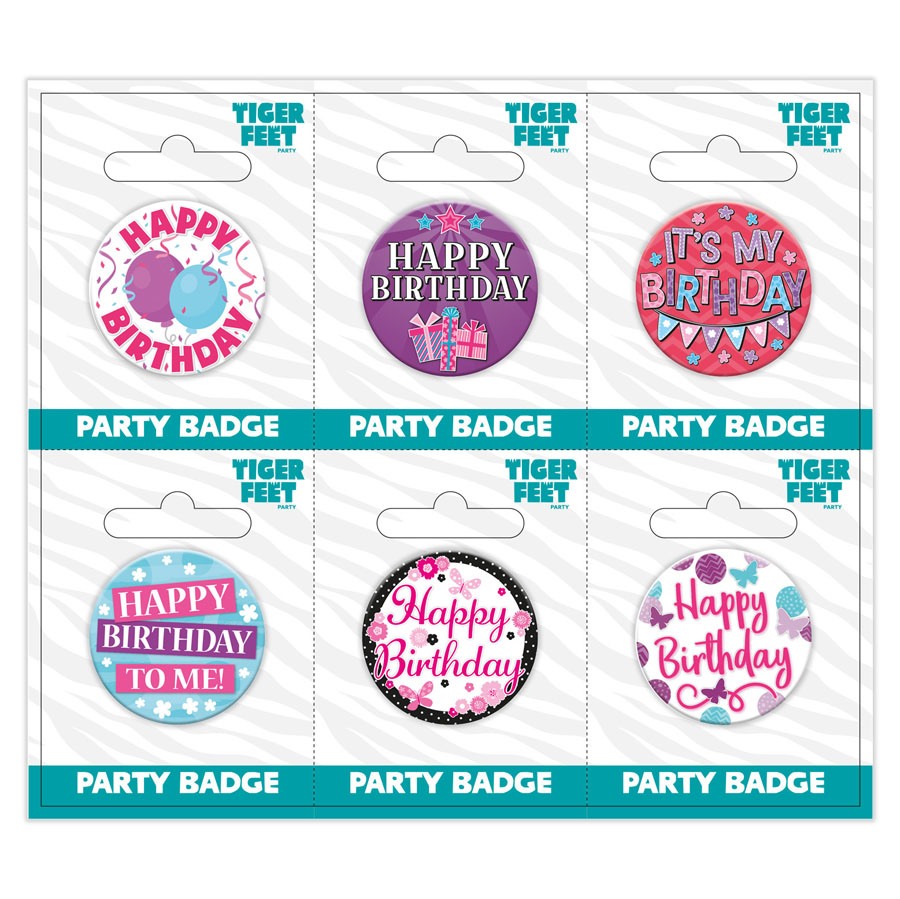 6pk Small Badges Birthday Open - Tiger Feet Ireland