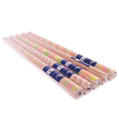 Giftwrap 70cmx3m Kraft Neon Stripes Assorted - Tiger Feet Ireland