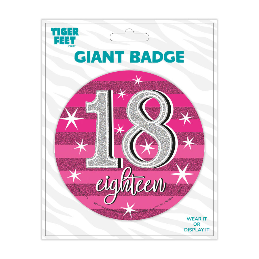 6pk Big Badges Birthday Age 18 - Tiger Feet Ireland